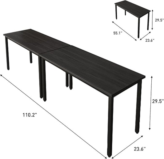Bonzy Home Conference Table 9FT Office Computer Table for Meeting Room, Study Writing Printer Podcast Table for 8 People, Black, 2PCS, 110.2"x23.6"x29.5"