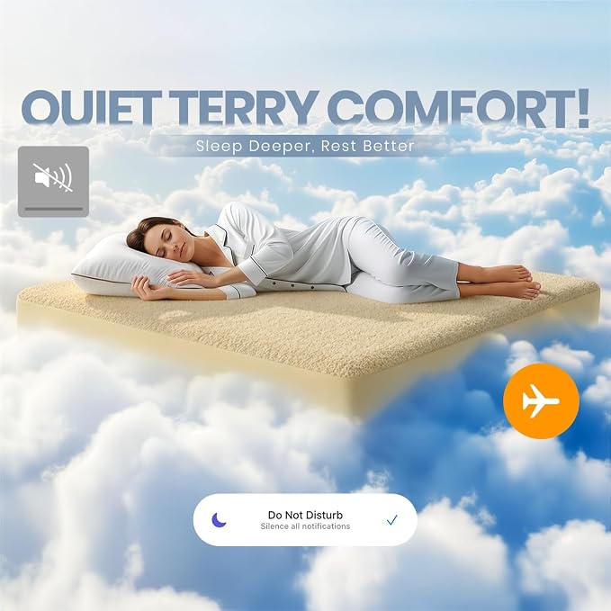 Queen Size Mattress Protector Waterproof, Premium 200 GSM Terry Mattress Cover, Soft & Breathable Bed Cover, Fitted Sheet Style Stretchable Deep Pockets 17" by Utopia Bedding (Beige)