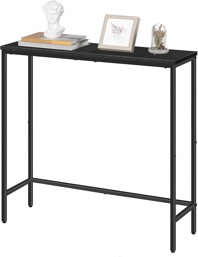 HOOBRO Narrow Console Table, 29.5" Small Entryway Table, Thin Sofa Table, Side Table, Display Table, for Hallway, Bedroom, Living Room, Foyer, Black BK75XG01