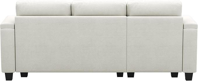 Belffin Small Corner Modular Sectional Couches for Living Room U Shaped Couch with Cup Holder White Couch