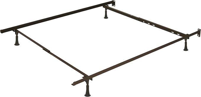 Clara Clark Adjustable Bed Base - Heavy Duty Steel Bed Frame, Metal Twin Bed Frame Expands to Full Bed Rails, Full/Queen Bed Frame - 5.25” H Bed Frame Only, Universal Headboard Brackets, Black