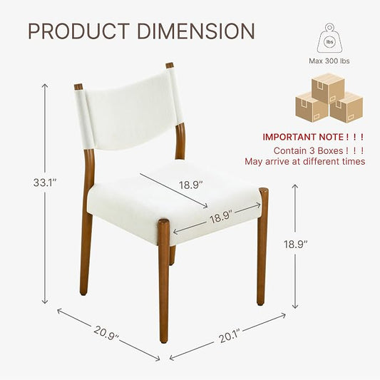 KISLOT Upholstered Dining Chairs Set of 6, Solid Wood Armless Kitchen Chairs with Soft Polyester Fabric, 18.9" Seat Height, Modern Dining Room Seating, 300 lbs Capacity, Linen