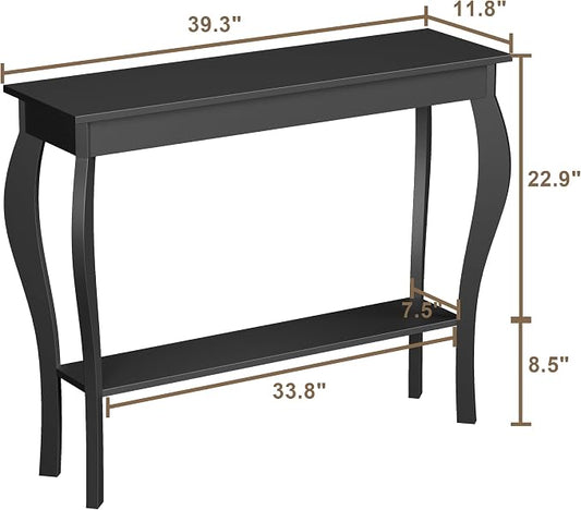 ChooChoo Narrow Console Table, Chic Accent Sofa Table, Entryway Table, 39.3 Inch, Black