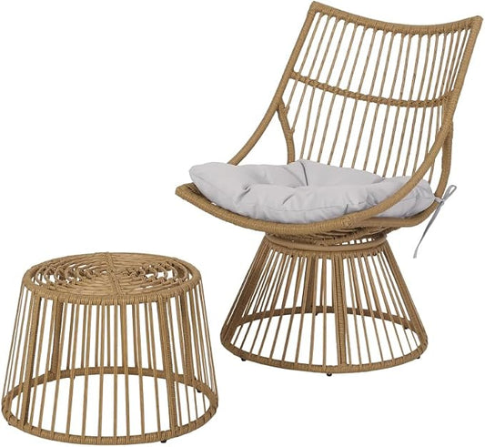 Patio Chair Set, Elaine Outdoor Chair and Side Table Bistro Seating Set Garden Accent Chair with End Table for Backyard Porch Deck Poolside Lounge Furniture
