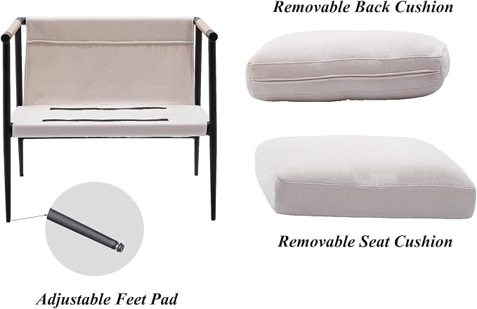 DUOMAY Mid-Century Modern Accent Chairs Set of 2 - Soft Linen Upholstered Lounge Reading Chair for Bedroom - Comfy Lightweight Livinig Room Chairs - Beige