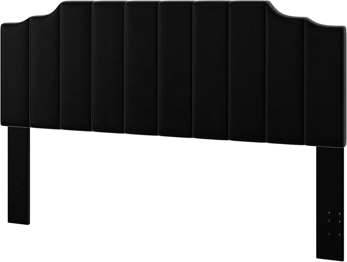 Befurtori King Size Headboard Only, Velvet Wall Mounted Headboard King for Adjustable Bed Modern Upholstered Head Board Easy Assembly, Black
