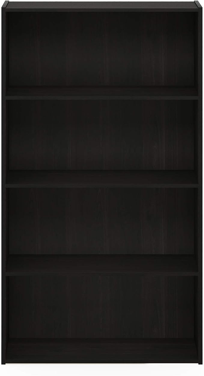 Furinno PASIR Book Shelf, 4-Tier Bookshelf, Bookcase with Open Shelf, 9.4 x 23.6 x 41.7, for Living Room, Bedroom, Home Office, Espresso