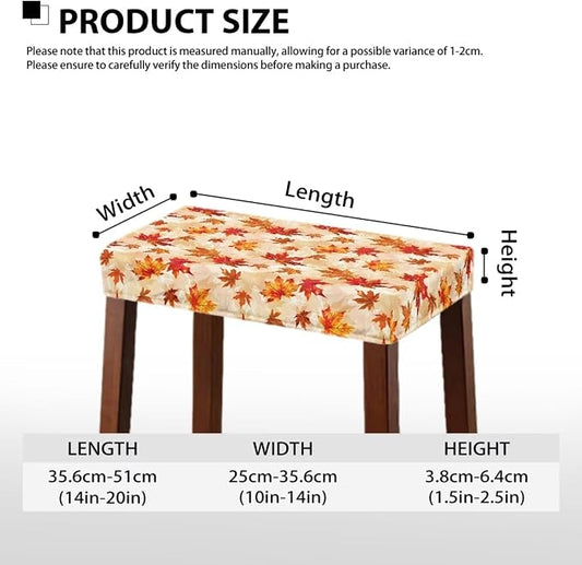 Bar Stools Covers Set of 2 Maple Leaf Fall Vanity Chair Cover Stretch Bar Stool Chair Covers Thanksgiving Decor Rectangular Washable Saddle Bar Stool Slipcover Orange