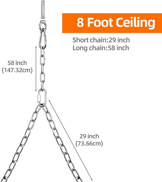 Yaeccc 2 Pack Heavy Duty Porch Swing Hanging Chain Kit,Hammock Chair Hardware for Indoor/Outdoor Hanging Chairs, Punching Bags, Rustproof, 770LB Capacity(Silver, 87'' Long Chain)