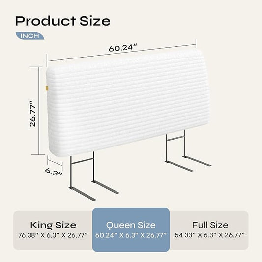 4.7" Upholstered Headboard for Queen Size Bed, Height Adjustable and Ergonomic Headboard, Easy Assemble, Sturdy and Durable, Corduroy, White