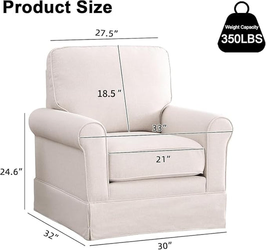 INZOY Swivel Accent Chair Set of 2 Mid Century Modern Chair, Comfy Swivel Barrel Reading Chair, Upholstered Square Chair for Living Room Bedroom Small Spaces, Fully Assembled, Beige
