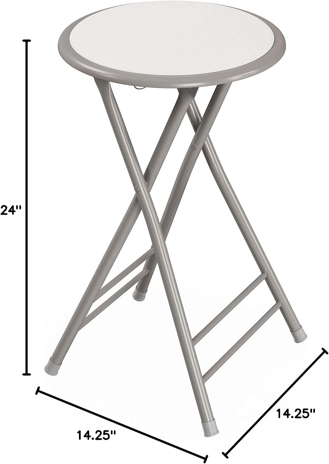 Lavish Home Folding Stool - Set of 2 Counter Height Bar Stools – 24-Inch Backless Folding Chairs with 225lb Capacity for Kitchen, Rec Room, or Game Room (White)