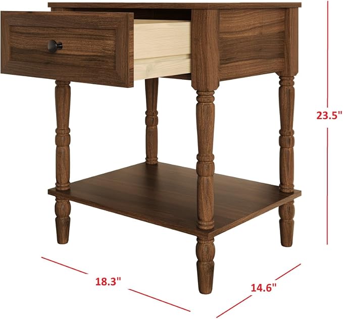 HOME DESIGN Homer Queen Tufted Wingback Upholstered Panel Bed with 2 Matching 1 Drawer Nightstands, Bedroom Furniture Set with Open Shelf Storage, Brown Brown
