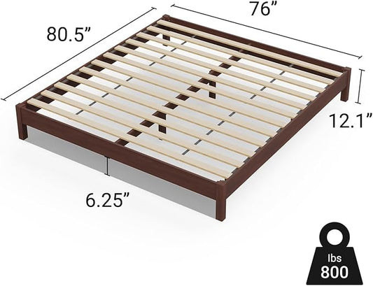 LIFEMENT King Bed Frame Signature Wood Platform, Noise Free, Under Bed Storage, No Box Spring Needed, Easy Assembly, Espresso