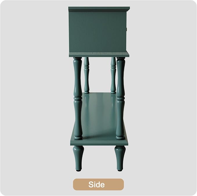 ARTPOWER Mid-Century Console Table for Entryway with 2 Drawers, Green Entryway Table with Storage Cabinets and Open Shelf, Narrow Long Couch Table Behind Sofa for Living Room, Foyer, Hallway