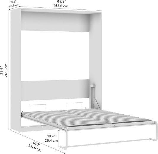 Bestar Claremont Queen Size Murphy Bed in Platinum Gray, Space-Saving Sleeping Arrangement for Multipurpose Area, Bedroom, or Guest Room