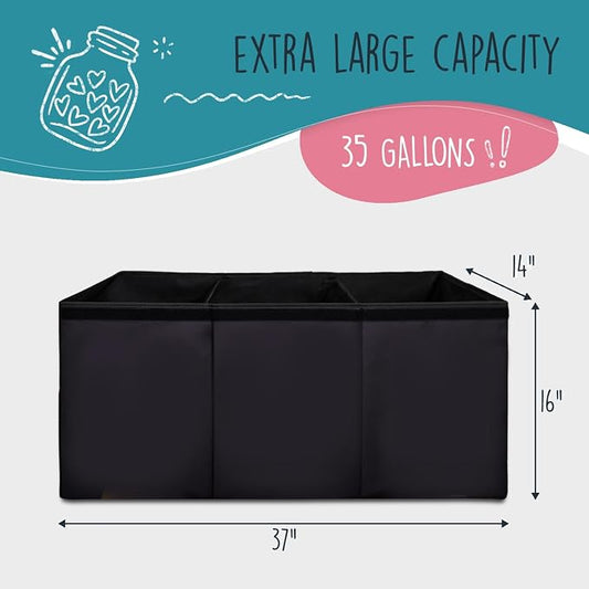 SoftOwl Extra Large Toy Storage Organizer with Lid - Sturdy, Collapsible Toy Chest Storage Box Design - Toys Bin with Dividers for Kids, Nursery, Bedroom, Playroom 37"x16"x14"