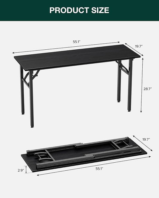 Frylr Small Folding Computer Desk – Portable 55.1 Inch Foldable Laptop Table, Collapsible and Compact for Easy and Fast Setup, Lightweight for Small Spaces, Home Craft and Study Use, Dark Oak