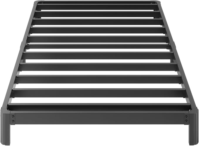 Yicensen 4 Inch Twin Bed Frame Low Profile No Box Spring Needed, Heavy Duty Metal Twin Size Platform Bed Frame with Rounded Corner Legs, Easy Assembly, Noise Free, Black