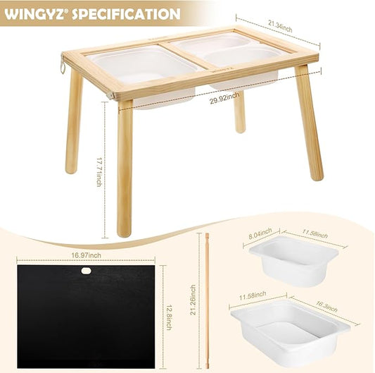 WINGYZ Kids Table for Play Study Dining Toys Storage, Sensory Tables for Toddler, Activity Table with Storage Bins Birthday Gifts for Boys and Girls