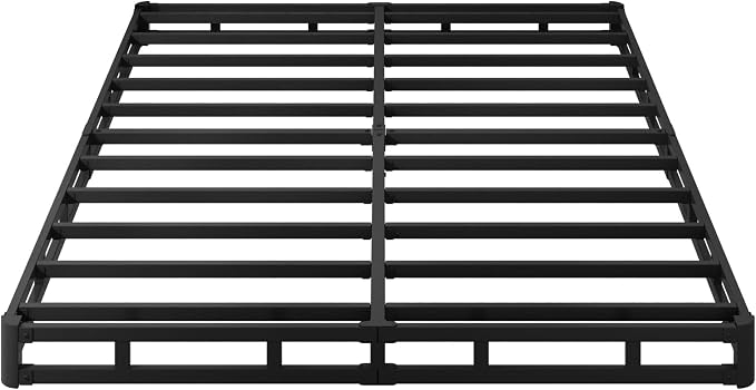 EMODA 5 Inch Box Spring Queen Size Bed Base, Heavy Duty Metal Queen Mattress Foundation with Fabric Cover, Easy Assembly, Black
