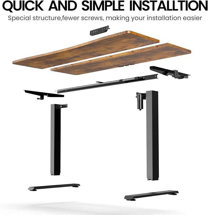 Veken Standing Desk 55 x 28 Inch, Sit to Stand Up, Work Home Office Computer Table for Study, Walking Pad, Writing, and Games, Wooden Desktop Desks, Brown