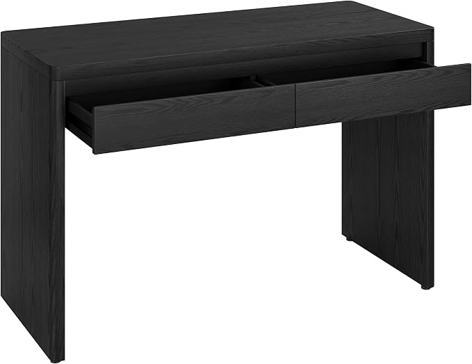 Henn&Hart 48" Modern Rectangular Wooden Home Office Desk Computer Desk Writing Table with 2 Storage Drawers for Home Office, Natural Black