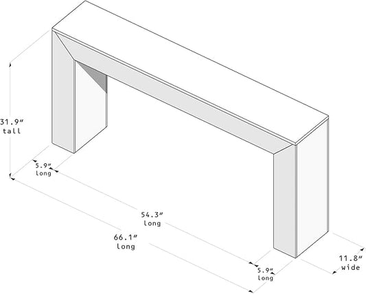Plank+Beam Grand Console Table, 66 Inch Modern Solid Wood Sofa Table, Narrow Entryway Table for Hallway, Behind The Couch, Living Room, Foyer, Pecan Wirebrush