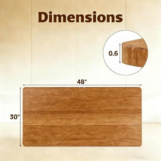 Marsail Whole Table Top, 48" x 30" Inch One-Piece Standing Desk Top, 6" Extra Wide,Rectangular Brown Wood Board for Height Adjustable Desk & Home Office