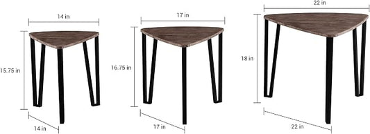 Lavish Home Nesting Tables - Set of 3 Modern Woodgrain-Look Coffee Tables for Living Room - Contemporary Accent Decor Home Furniture (Brown)