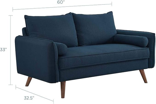 Modway Revive Contemporary Modern Fabric Upholstered Loveseat In Azure