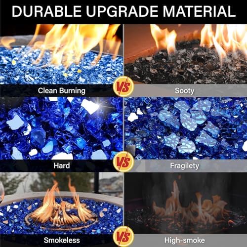 NUPICK 10 Pound Fire Glass, 1/2 Inch Reflective Fire Pit Glass
