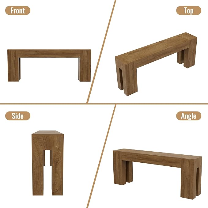 Epecoya Extra Long Sofa Console Table for Entryway Living Room, 79-Inch Farmhouse Wood Behind Couch Table, Rectangular Accent Console with Wooden Double Base for Hallway Foyer Entrance, Natural Oak