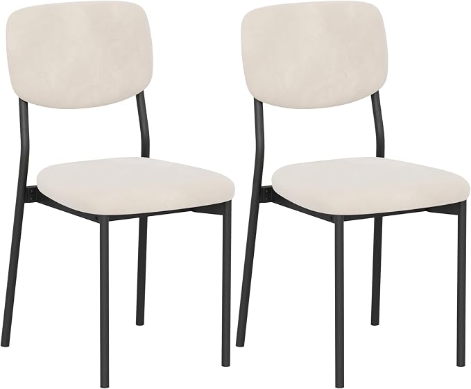 Einhomn Upholstered Dining Chairs Set, Modern Stackable Dining Room Chairs with Soft Velvet Backrest, Kitchen Chairs with Sturdy Metal Legs for Living Room, Restaurant, Set of 2,Cream Beige