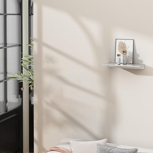 Danpoo 8 inch Small Floating Shelf for Wall Organizer & Storage, Mini Display Shelf, Metal Wall Shelf for Bathroom, Living Room, Kitchen, Bedroom(Silver)