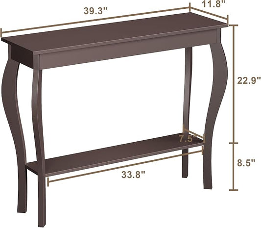 ChooChoo Narrow Console Table, Chic Accent Sofa Table, Entryway Table, Espresso