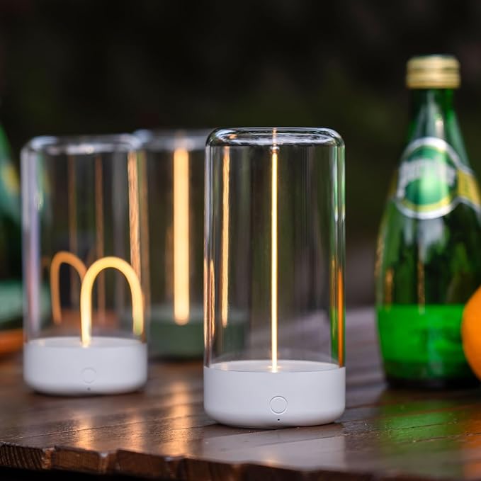 AUGE LIGHT Mini Minimalist Table Lamp Cordless Lamp Rechargeable Table Lamp Portable Nightstand Lamps Desk Lamps for Home Office Unique Ambient Light Mood Lighting for Desk Decor Beside (White)