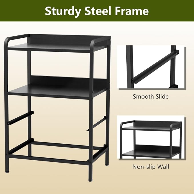 Night Stand, End Table with 2 Drawers Nightstand for Bedroom, Small Fabric Dresser Organizer, Bedisde Table Side Table with Open Storage Shelf, Black