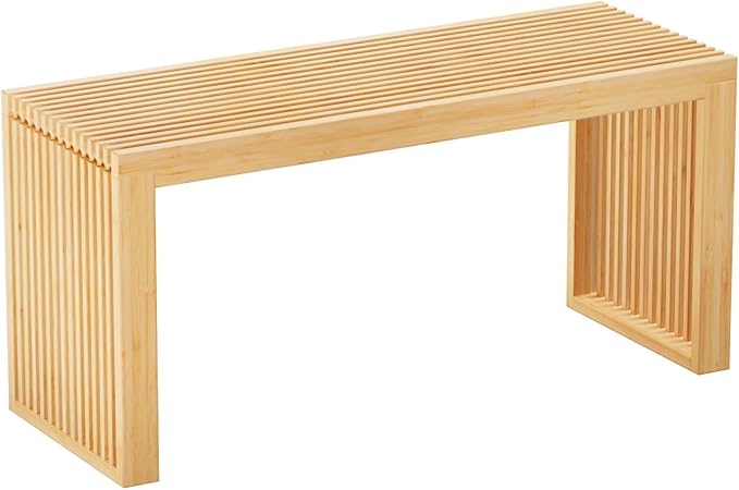 APRTAT Bamboo Outdoor Bench 35 inch Waterproof Shower Bench Farmhouse Decor Indoor Kitchen Table Bench, Entryway Shoe Rack Bench for Living Room, Hallway, Bedroom, Bathroom