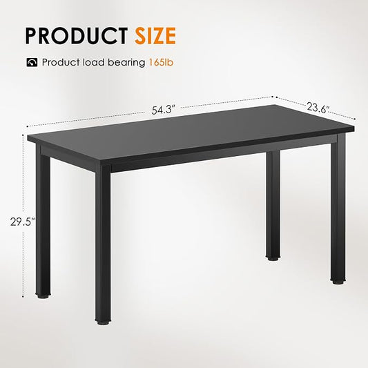 DlandHome Large Computer Desk, Composite Wood Board, Decent and Steady Home Office Desk/Workstation/Table 54.3inch Black Black
