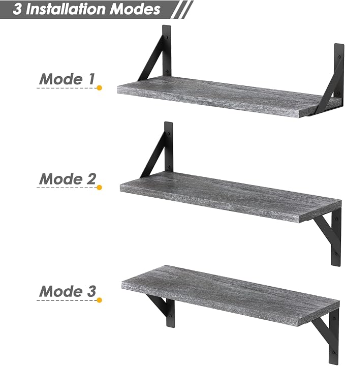 Forbena Grey Floating Shelves for Wall Decor Set of 3, Floating Book Shelves for Bedroom Living Room Classroom Library Office, Wall Mounted Shelf for Kids Room Christmas Decor (Rustic Gray)