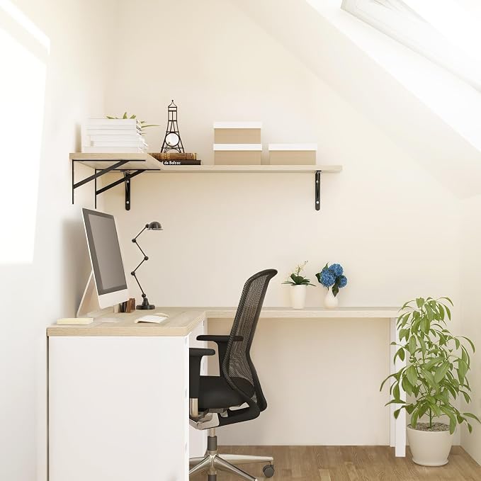 Kaboon Universal Tabletop 36"x20", Solid One-Piece Melamine Table Top, L-Desk Floating Desk DIY, Home and Office Countertop, Oak/Grey Tone