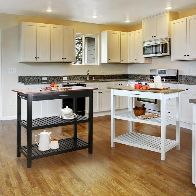 Casual Home Kitchen Island with Solid American Hardwood Top, Slate Gray, 40" W (373-932)