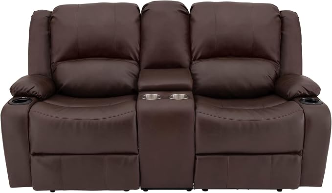 RecPro Charles RV Double Recliner Sofa | 70" | Mahogany