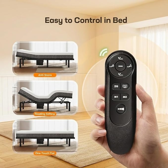 AMADA HOMEFURNISHING Queen Adjustable Bed Frame and 10 Inch Gel Memory Foam Mattress Set, Head & Foot Incline, Wireless Remote, USB Ports, LED Night Light