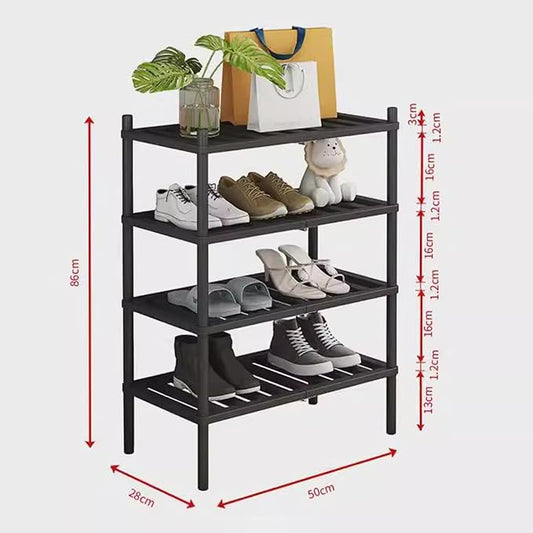 Shoe Rack Multi Tier Storage Organizer Wide Metal Shoe Shelf for Closet Entryway, Bamboo Stackable Multi-Layer Shelf Doorway Simple Folding Shoe Rack