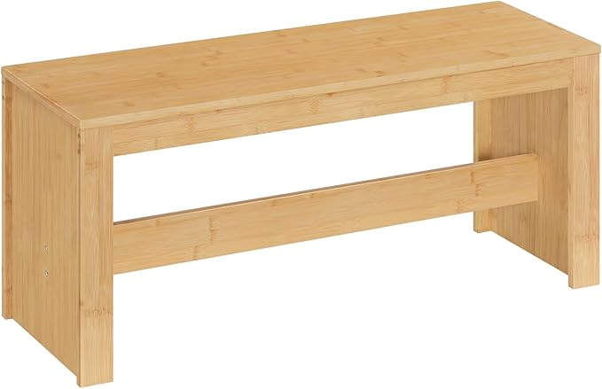 MAHANCRIS Entryway Shoe Rack Bench, 35.4 Inch Bamboo Dining Bench, Table Bench for Living & Dining Room, Kitchen, Bedroom, Bathroom, Hallway, Natural TBNA0501