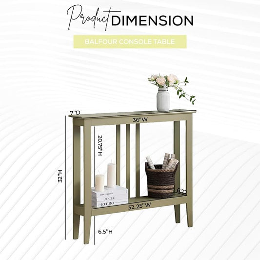Kings Brand Narrow Console Table w/Storage Shelf, Lemon Pepper | Narrow Console Table with Storage Shelf – Slim Design Fits Entryways, Hallways, Behind Sofas, Shelf Décor, Books, Essentials