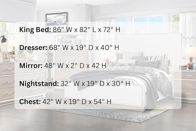 First of a Kind Dior Two Tone Luxury 5 Piece King Bedroom Set with Upholstered Tufted Headboard Modern Glam Design Coordinated Furniture Collection
