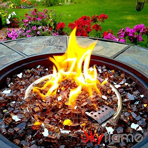 Skyflame High Luster 10-Pound Fire Glass for Fire Pit Fireplace Landscaping, 1/4-Inch Copper Reflective